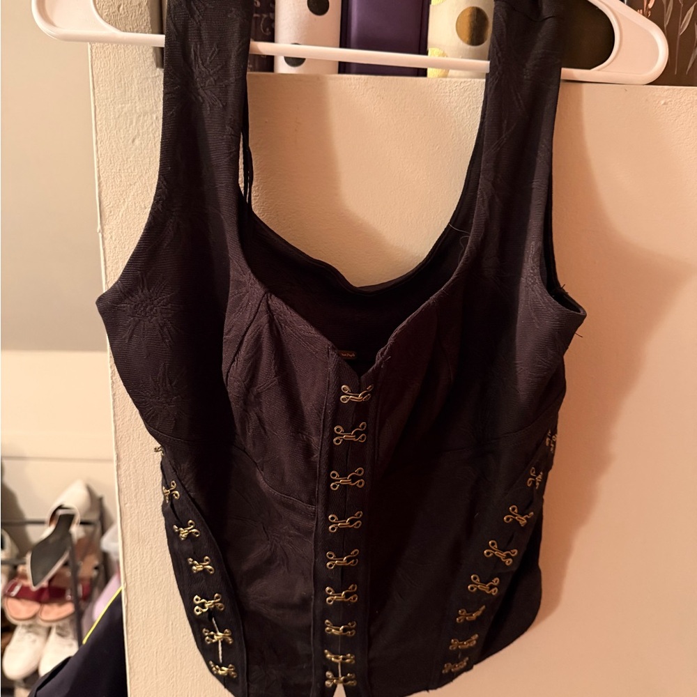 Free People Black Corset-Style Top